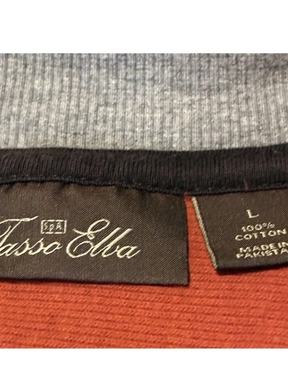 Tasso Elba Men’s Mock Neck Quarter Zip Pullover Sweater Rust Orange Size L